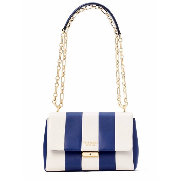 New Kate Spade Carlyle Striped Medium Shoulder bag Leather Outerspace